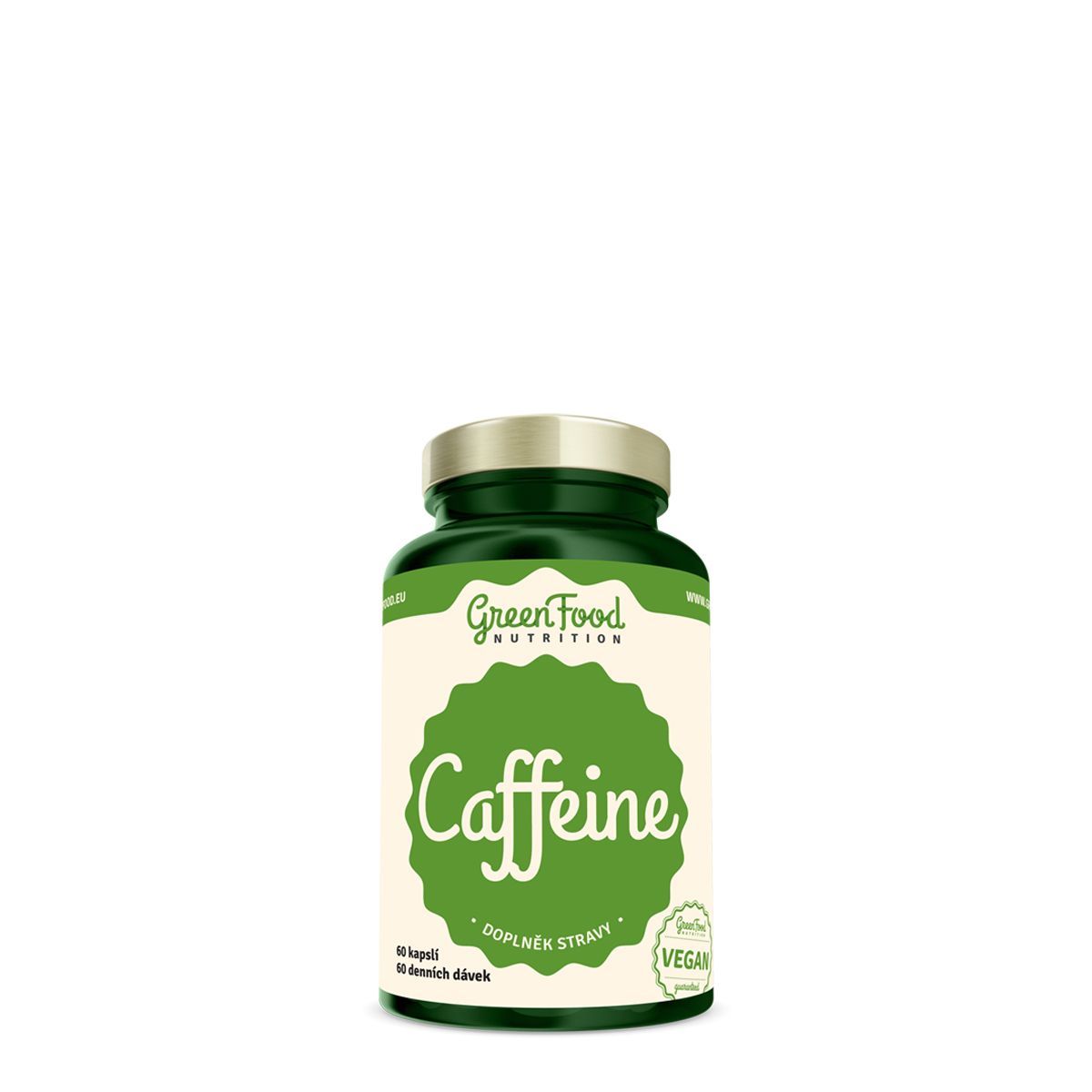 GREENFOOD NUTRITION - CAFFEINE 125 MG - TERMÉSZETES VÍZMENTES KOFFEINT TARTALMAZÓ ÉTRENDKIEGÉSZÍTŐ  - 60 KAPSZULA