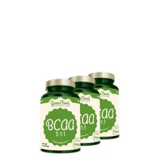 GREENFOOD NUTRITION - BCAA 2:1:1 - ELÁGAZÓ LÁNCÚ AMINOSAV FORMULA - 3x120 KAPSZULA
